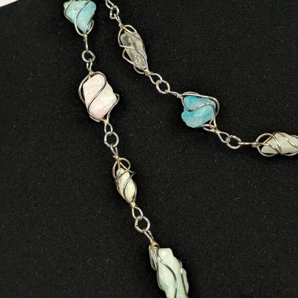Vintage Wire Caged Natural Stone Necklace - Picture 5 of 6